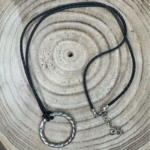 Brighton Lariat Necklace Black and Silver Pendant Necklace